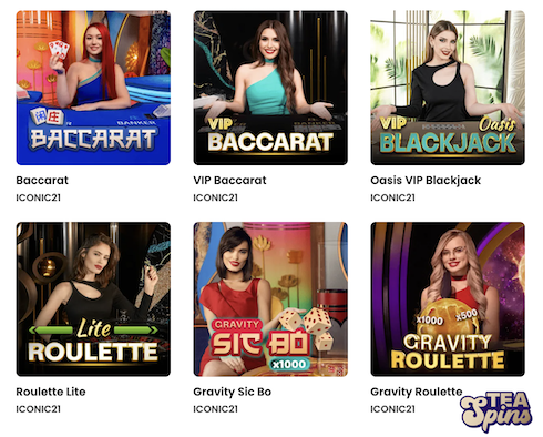 tea spins live dealer casino games
